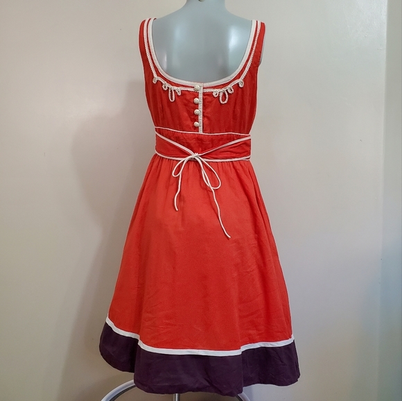 Anthropologie x Floreat Red with Purple A Line Dress Size 8 - Picture 7 of 15